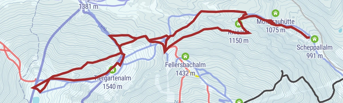 Route map: Aufstiegsspur Scheppal Alm - Kings Cab